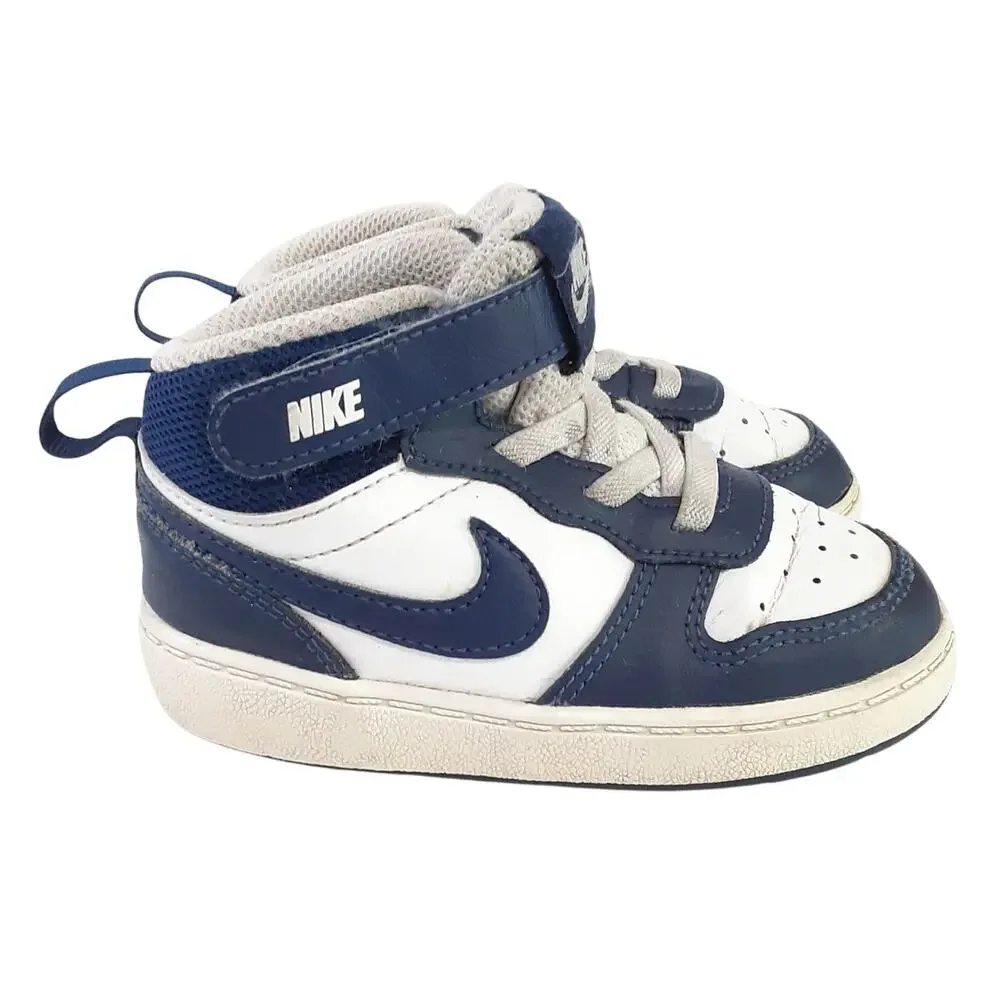 Nike Court Borough Mid 2 High Top Sneakers Boys 7 Blue White Running Shoes